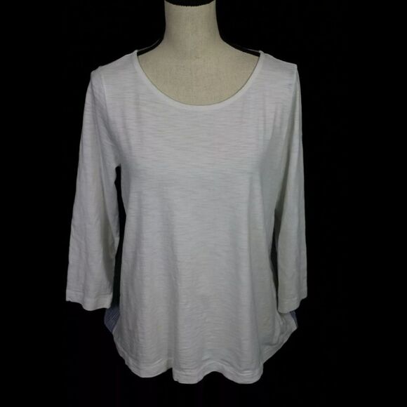 VINEYARD VINES BLOUSE SZ S WHITE FRONT BLUE STRIPE - Picture 6 of 10